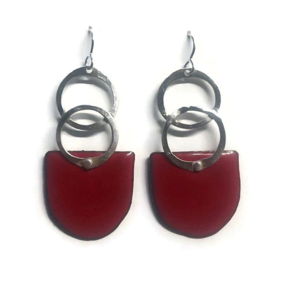 Enamel and Sterling Silver Earrings EE62 by Joanna Craft Jewelry Design Artistic Artisan Designer Jewelry