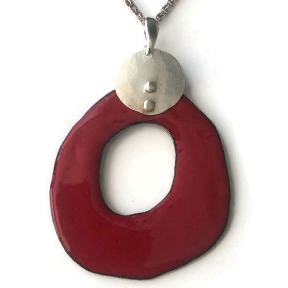 Enamel and Sterling Silver Pendant Necklace EN100 by Joanna Craft Jewelry Design Artistic Artisan Designer Jewelry