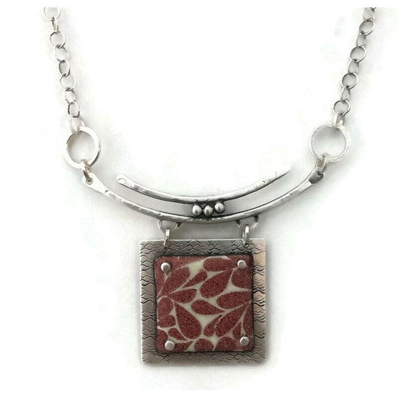 Enamel and Sterling Silver Pendant Necklace EN21 2 by Joanna Craft Jewelry Design Artistic Artisan Designer Jewelry