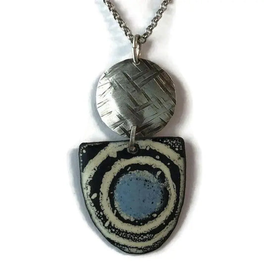 Enamel and Sterling Silver Pendant Necklace EN23 by Joanna Craft Jewelry Design Artistic Artisan Designer Jewelry