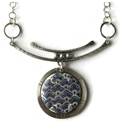 Enamel and Sterling Silver Pendant Necklace EN34 by Joanna Craft Jewelry Design Artistic Artisan Designer Jewelry