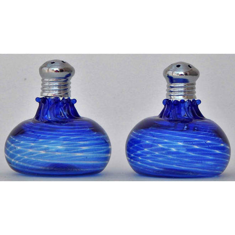 Four Sisters Art Glass Blue Mini Blown Glass Salt and Pepper Shaker 302 Artistic Glass Salt and Pepper Shakers