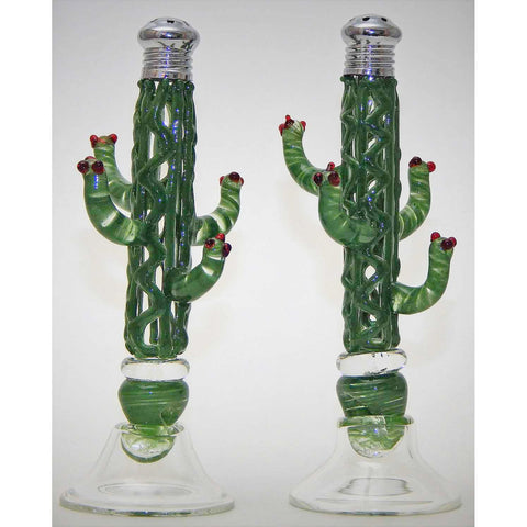 Four Sisters Art Glass Cactus Blown Glass Salt and Pepper Shaker 106 Artistic Glass Salt and Pepper Shakers