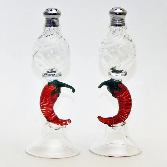 Four Sisters Art Glass Chili Pepper 109 Salt and Pepper Shaker Artistic Glass Salt and Pepper Shakers