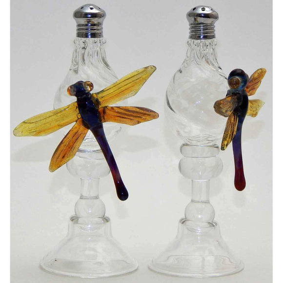 Four Sisters Art Glass Dragonfly Blown Glass Salt and Pepper Shaker 101 Artistic Glass Salt and Pepper Shakers