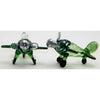 Four Sisters Art Glass Green Airplane Blown Glass Salt and Pepper Shaker 206 Artistic Glass Salt and Pepper Shakers