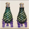 Green with Purple Feet 225 Blown Glass Salt and Pepper Shaker by Four Sisters Art Glass