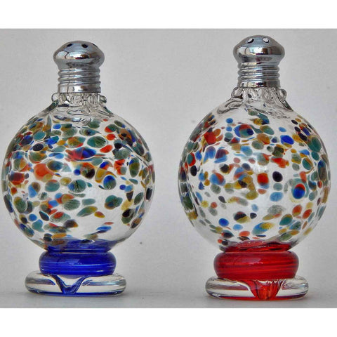 Four Sisters Art Glass Multi Blown Glass Freckle Salt and Pepper Shaker 216 Artistic Glass Salt and Pepper Shakers.jpg