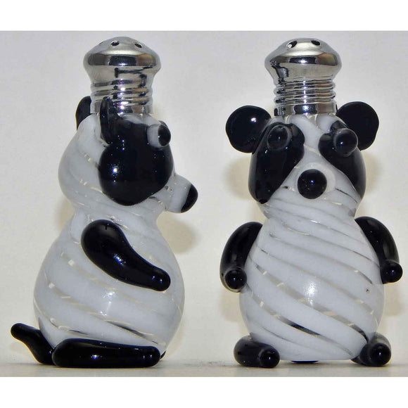 Four Sisters Art Glass Pandas Blown Glass Salt and Pepper Shaker 259 Artistic Glass Salt and Pepper Shakers