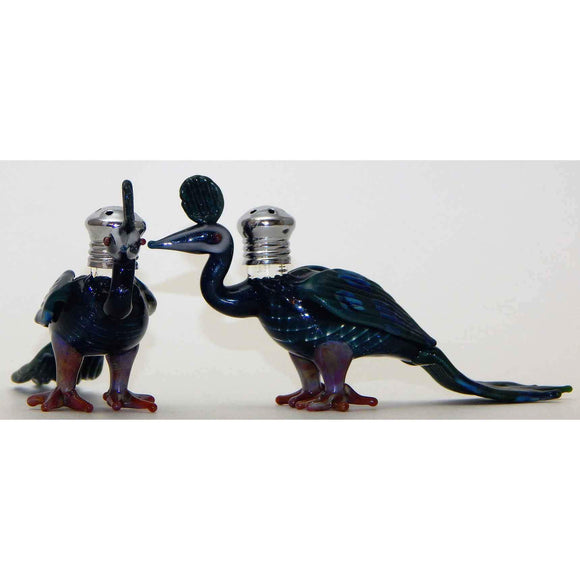 Four Sisters Art Glass Peacock Blown Glass Salt and Pepper Shaker 272 Artistic Glass Salt and Pepper Shakers