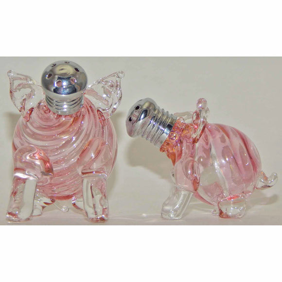 Four Sisters Art Glass Pig and Piglet Blown Glass Salt and Pepper Shaker 256 Artistic Glass Salt and Pepper Shakers