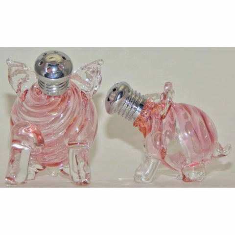 Four Sisters Art Glass Pig and Piglet Blown Glass Salt and Pepper Shaker 256 Artistic Glass Salt and Pepper Shakers