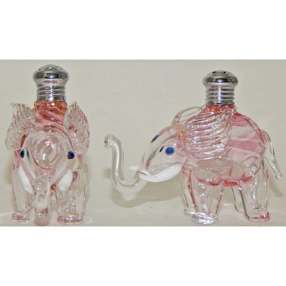 Four Sisters Art Glass Pink Elephant Blown Glass Salt and Pepper Shaker 265 Artistic Glass Salt and Pepper Shakers