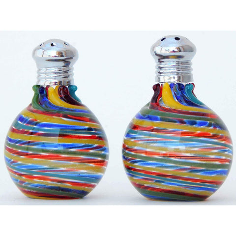 Four Sisters Art Glass Rainbow Blown Glass Salt and Pepper Shaker 314 Artistic Glass Salt and Pepper Shakers