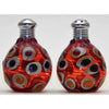 Four Sisters Art Glass Red Dotted Blown Glass Salt and Pepper Shaker 304 Artistic Glass Salt and Pepper Shakers