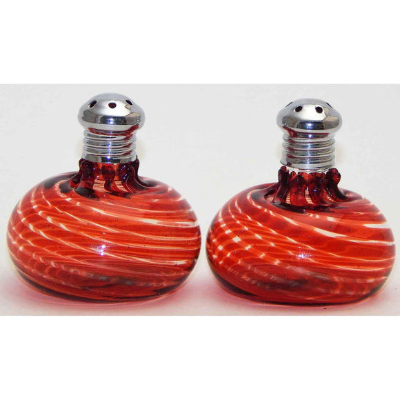 Four Sisters Art Glass Red Mini Blown Glass Salt and Pepper Shaker 300 Artistic Glass Salt and Pepper Shakers