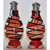 Four Sisters Art Glass Red Stripe Blown Glass Salt and Pepper Shaker 214 Artistic Glass Salt and Pepper Shakers
