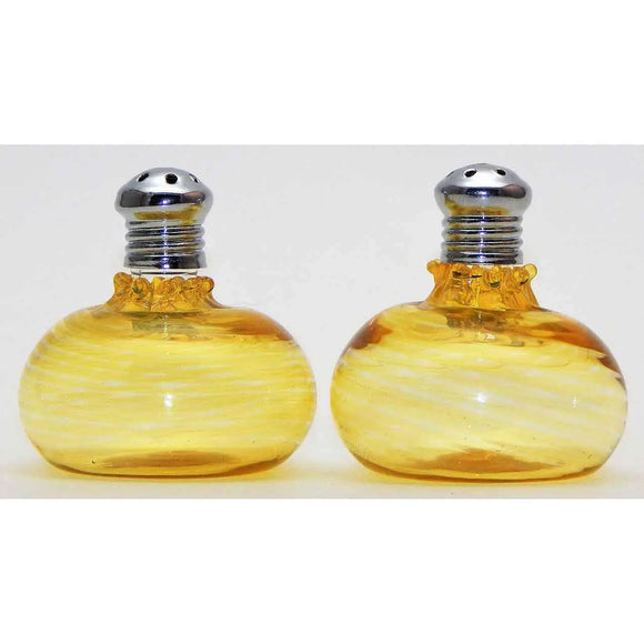 Four Sisters Art Glass Yellow Mini Blown Glass Salt and Pepper Shaker 301 Artistic Glass Salt and Pepper Shakers