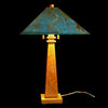 Franz GT Kessler Designs 1904 Mission White Oak Table Lamp 4600 with Acid Treated Blue Green Copper Shade