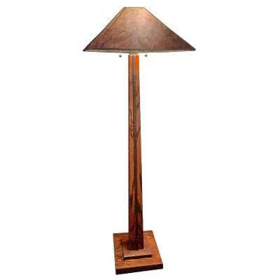 Franz GT Kessler Designs Alberta Floor Lamp Shown in Oak and Walnut with Silver Mica Shade Mission Arts and Crafts Artisan Lamps