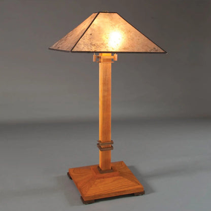 Franz GT Kessler Designs San Francisco Table Lamp 7000-L2, Cherry, Walnut Table Lamp, Amber Mica Shade, Mission, Arts and Crafts, Artisan Lamps