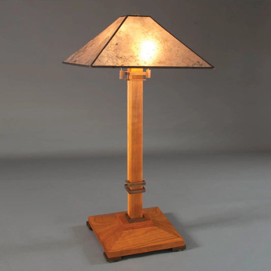 Franz GT Kessler Designs San Francisco Table Lamp 7000-L2, Cherry, Walnut Table Lamp, Amber Mica Shade, Mission, Arts and Crafts, Artisan Lamps