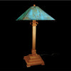 Franz GT Kessler Designs San Jose Table Lamp 8000-L2, Hard Maple Table Lamp, Blue Green Patina Copper Shade, Mission, Arts and Crafts, Artisan Lamps