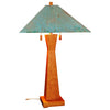 Franz GT Kessler Designs Santa Rosa Table Lamp Shown in Cherry with Copper Patina Shade Mission Arts and Crafts Artisan Lamps