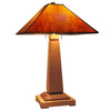 Franz GT Kessler Designs Tower Mid Century Table Lamp in Maple and Cherry with Amber Mica Shade Mission Arts and Crafts Artisan Lamps