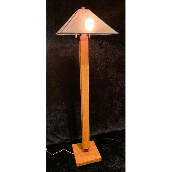 Franz GT Kessler Designs Winona Floor Lamp Shown in Cherry and Walnut with Mica Shade Mission Arts and Crafts Artisan Lamps