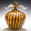 Gartner Blade Batik Covered Sphere with Avian Finial Hand Blown American Art Glass