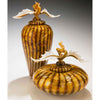 Gartner Blade Batik Jar and Bowl with Avian Finials Hand Blown American Art Glass