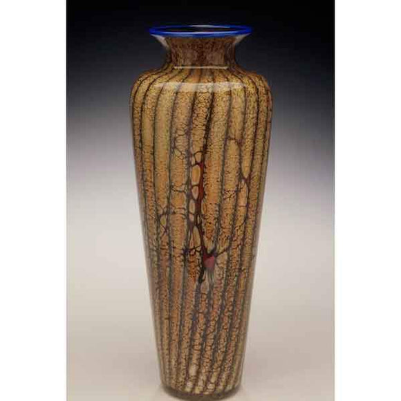 Gartner Blade Batik Traditional Urn Vase Hand Blown American Art Glass Vases