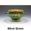 Gartner Blade Ikebana Ikebana Flower Bowl Samples Hand Blown American Art Glass Opaque Silver Green