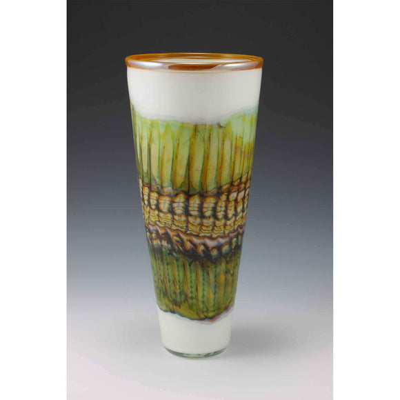 Gartner Blade Opal Cone Vase in White Hand Blown American Art Glass Vases