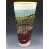 Gartner Blade Opal Cone Vase in White and Steel Blue Hand Blown American Art Glass Vases