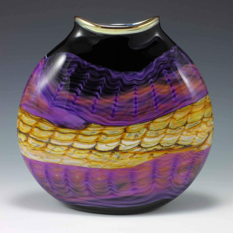 Gartner Blade Art Glass Opal Oval Flat Vase in Amethyst