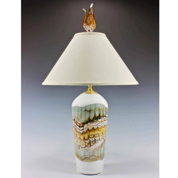 Gartner Blade Opal Table Lamp Hand Blown American Art Glass Lamps