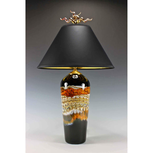Gartner Blade Opal Tall Table Lamp in Tangerine Hand Blown American Art Glass Lamps
