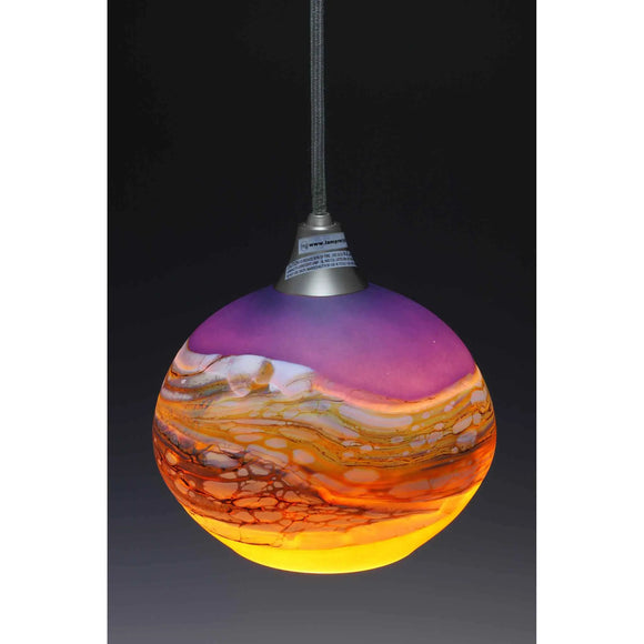 Gartner Blade Strata Pendant in Amethyst and Lime Hand Blown American Art Glass Pendant Lighting