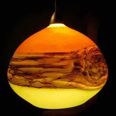 Gartner Blade Strata Pendant in Tangerine and Lime Hand Blown American Art Glass Pendant Lighting