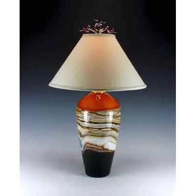 Gartner Blade Strata Table Lamp in Tangerine Hand Blown American Art Glass Lamps