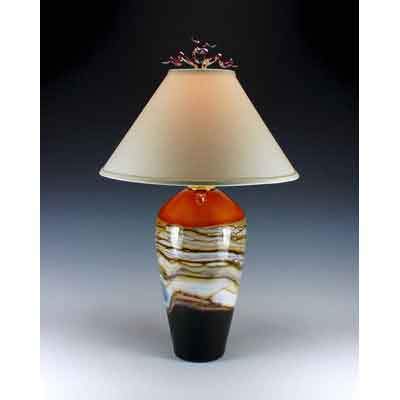 Gartner Blade Strata Table Lamp in Tangerine Hand Blown American Art Glass Lamps