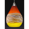 Gartner Blade Strata Teardrop Pendant in Tangerine and Lime Lit Hand Blown American Art Glass Pendant Lighting