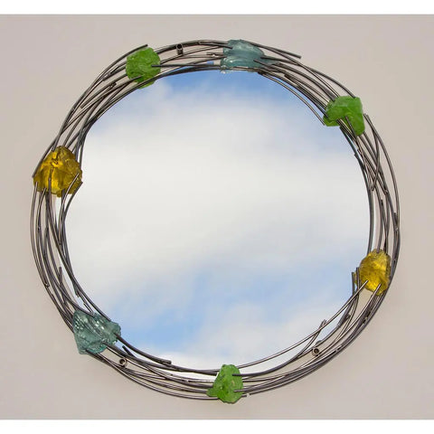 Girardini Design Mirrors Glass Rock Round Mirror, Artistic Artisan Designer Mirrors