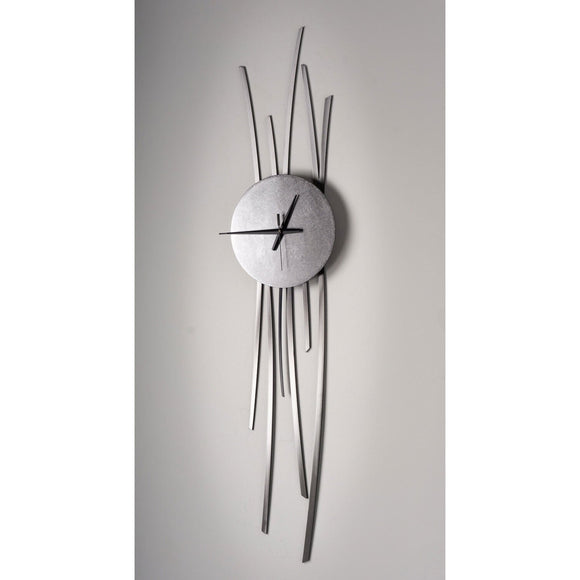 Girardini Design Silver Willow Clock Hangs Horizontally or Vertically Artistic Artisan Designer Wall Clocks