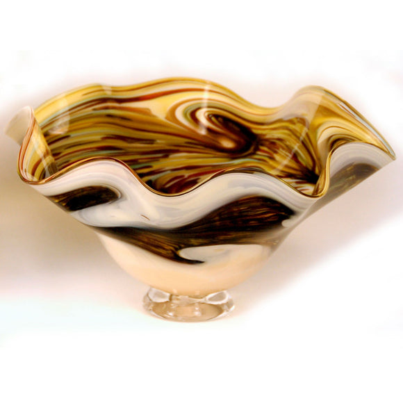 Glass Rocks Dottie Boscamp Earth Series Fluted Bowl Artisan Handblown Art Glass Bowls