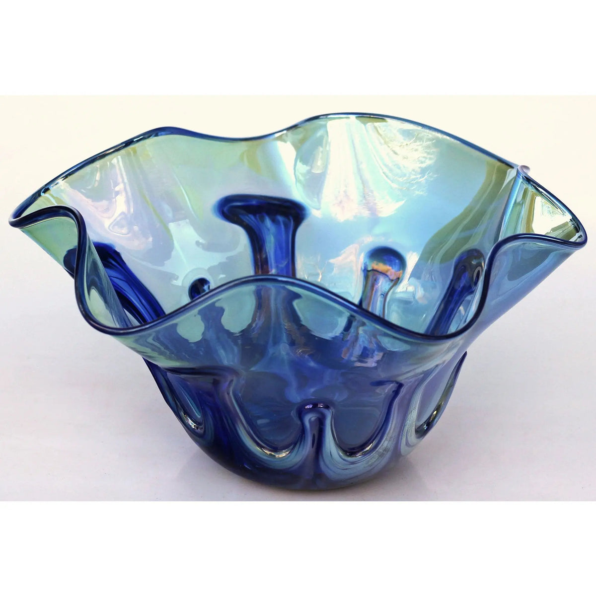 Glass Rocks Dottie Boscamp Lily Pad Series Light Blue Fluted Glass Bowl ...