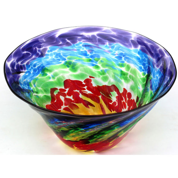 Glass Rocks Dottie Boscamp Optic Rainbow Series  Bowl Artisan Handblown Art Glass Bowls