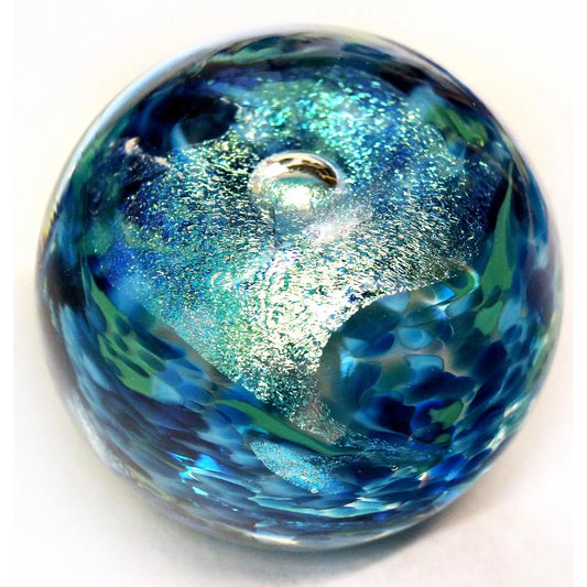 Glass Rocks Dottie Boscamp Teal Dichro Paperweight Artisan Handblown Art Glass Paperweights